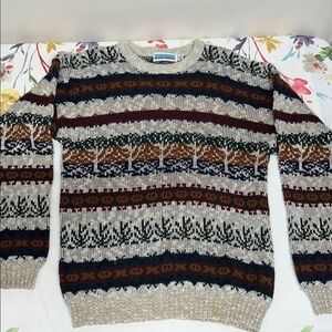 Jason Daniels Vintage Sweater Size M Beige Chunky Grandpa Pullover Y2K Retro 90s